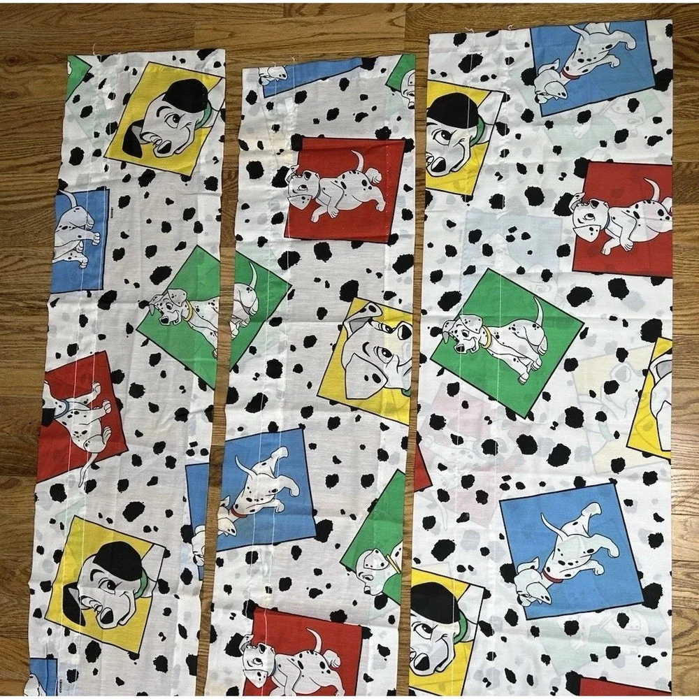 101 Dalmatians Unfinished Curtain Valances Unfinished Fabric Pieces Vintage 1993